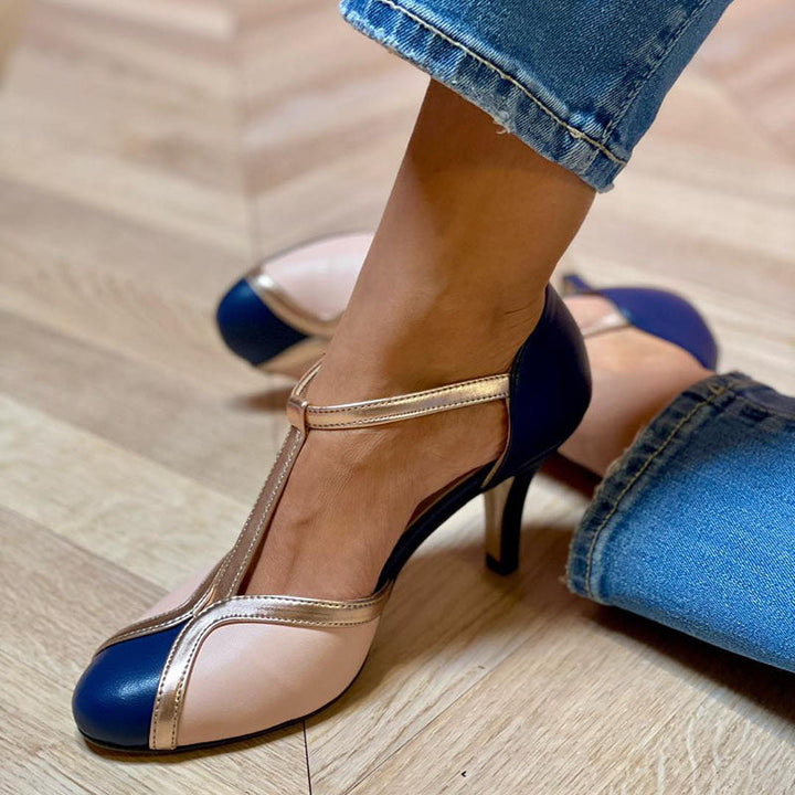 Laya™ | Zapatos de tacón con tira en T, punta redonda, coloridos y cómodos