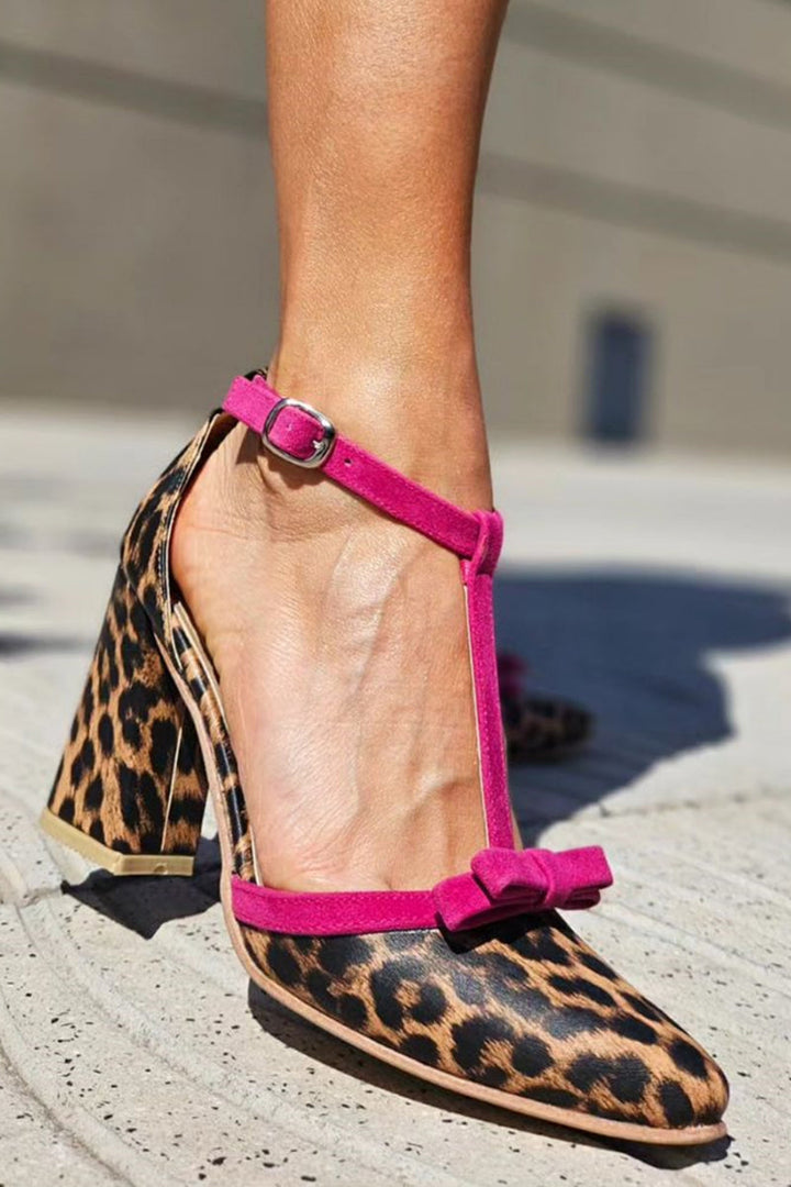 Beauu™ | Tacones con estampado leopardo verde y toques de color para un look atrevido y moderno
