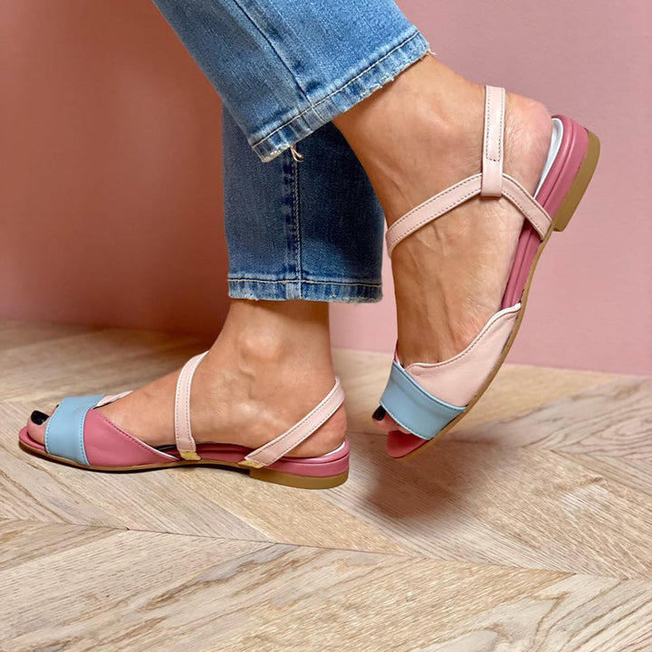 Ellela™ | Sandalias rosa de estilo chic con diseño asimétrico y bloques de color